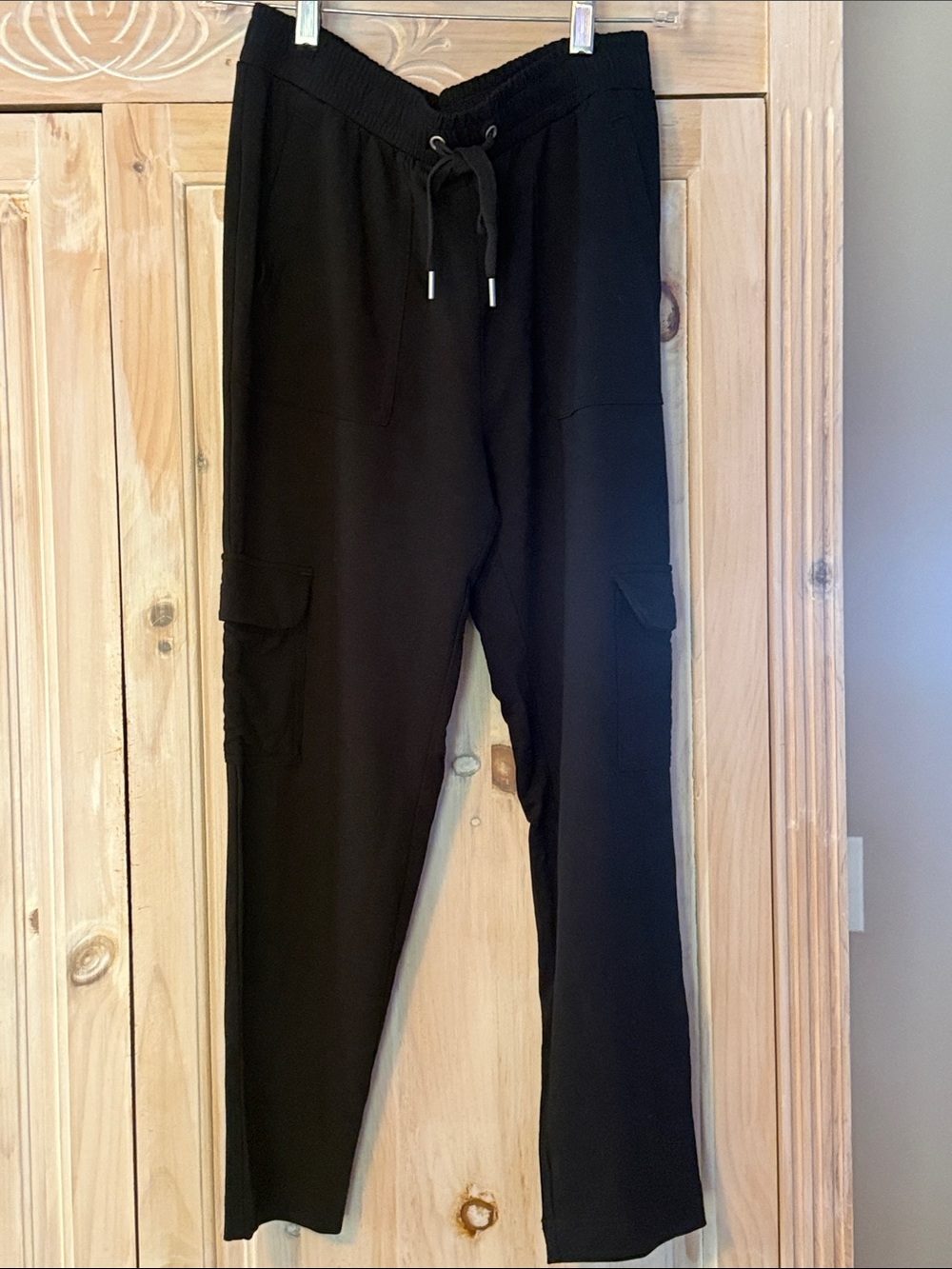 Black womens Cargo Jogger Pants - Comfort Drawstring Waist
